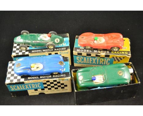 Scalextric motor racing cars - C55 Vanwall, Aston Martin MM/C57, Jaguar D Type MM/C60 (2), together with various boxes - cars