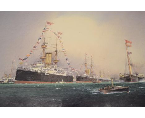 Martyn Mackrill - The Royal Yacht Victoria & Albert at the Fleet Review, The Solent 1997 - 54x74cm limited edition print, fra