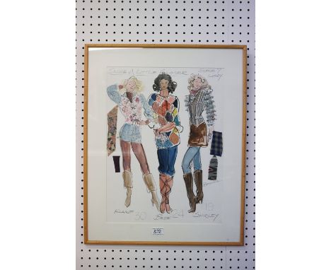 70th Art Gallery Ltd, New York USA, a framed studio watercolour portrait of ' Hip Chicks ' signed Brooks, studio label to ver