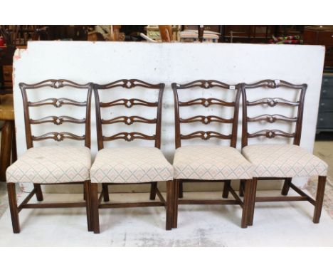 Set of Four Ladder Back Dining Chairs with stuff over seats 