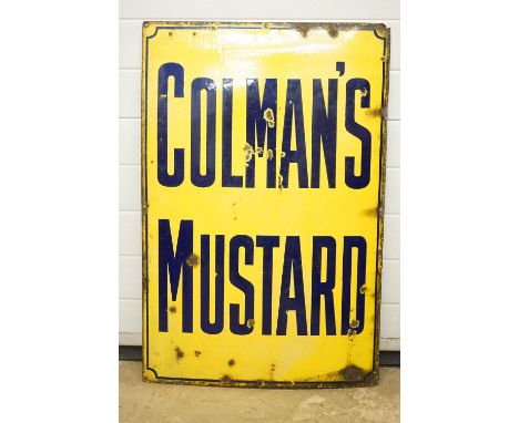 Advertising - Large ' Colman's Mustard Enamel Advertising Sign, 92cm x 61cm 