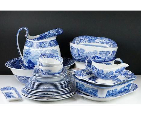 Collection of Spode Italian Blue and White Dinner Ware including 2 large tea cups, 7 Tea Plates, 4 x Breakfast Plates, 3 x Di