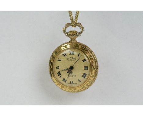 Ladies Rotary 17 jewel manual wind pocket watch pendant 