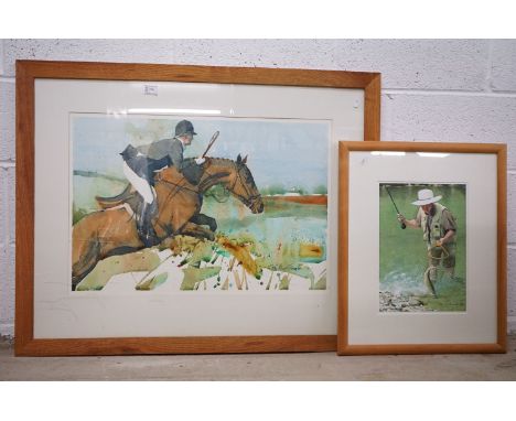 Ben Woollcombe (New Zealand 20th century), Two Watercolours, one of a Rider and Horse jumping a fence, 70cm x 48cm and the ot