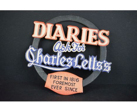 Advertising -Early to Mid 20th century Shop Display Advertising Sign ' Diaries ask for Charles Letts's, first in 1816 foremos