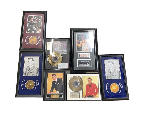 ELVIS PRESLEY; a group of framed limited edition collectors' items including three 'The King's Authentic Hair', each overall 