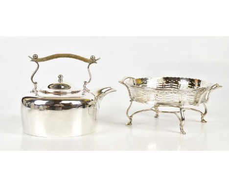 A silver-plated 'Ambleside' kettle on stand, impressed H Mason, Ambleside Art Gallery to underside. 