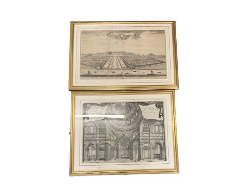 A 19th century engraving, 'The Royal Hospital at Chelsey', 55 x 89cm, and a further etching, 'The Cathedral Church of St Paul