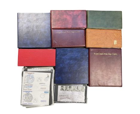 Seven albums of GB first day covers from the 1980s to approximately 2006, many with stamps and some loose Antarctic and Frenc