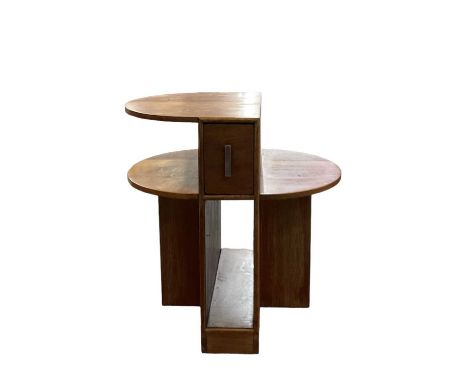 An Art Deco style oak side table of stepped circular form, height 63cm.