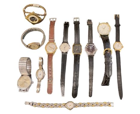 A group of ten lady's and gentleman's wristwatches, including Bucherer, Timex, etc.