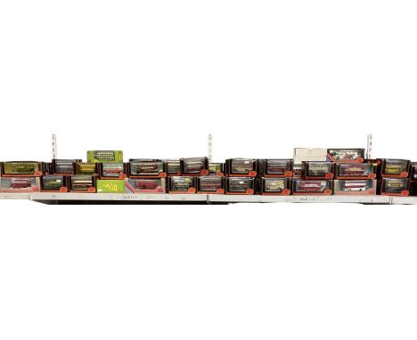 A large quantity of boxed model diecast buses, all scale 1:76, from Exclusive First Editions.