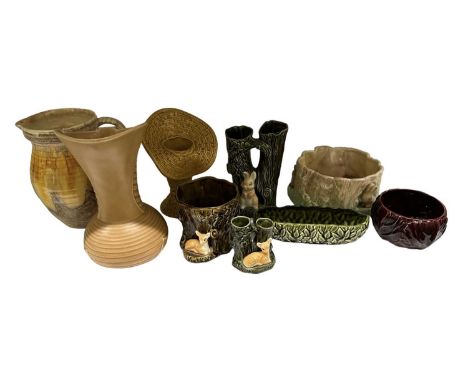 SYLVAC; a group of twenty-five pieces of art pottery, including maple leaf design, cylindrical vases, jardinieres and jugs et