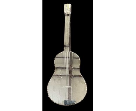An Art Deco wall mirror modelled as a guitar, height 100cm.