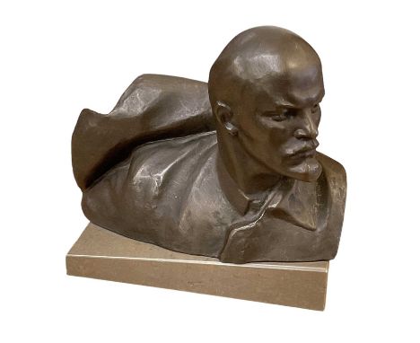A late 20th century bronze bust of a gentleman, possibly Lenin, indistinctly signed verso and dated 1967, height 15cm, width 