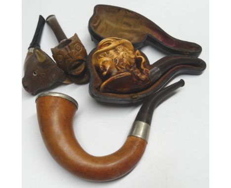 MEERSCHAUM CASED PIPE & 3 OTHER 