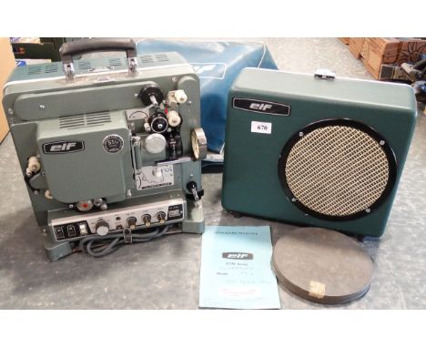 ELF 16MM FILM SOUND PROJECTOR STM SERIES MODEL M3 & SCREEN 