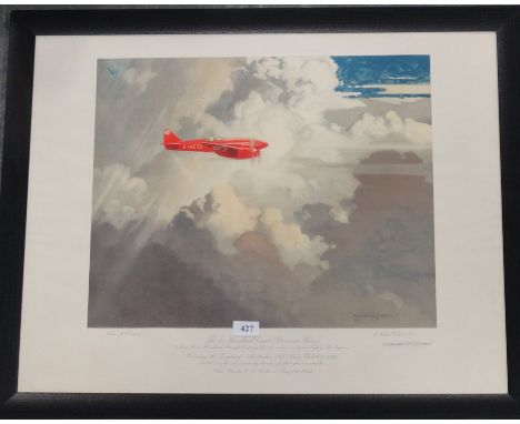 NORMAN WILKINSON 1934 PRINT DE HAVILAND COMET GROSVENOR HOUSE 20'x17' 