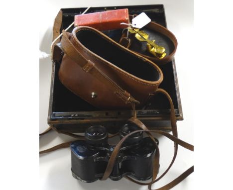 PR CASED DELTURISEM BINOCULARS, A CASH TIN & BOXED SIMMONDS SOVEREIGN SCALES 