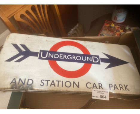 Collectables : Railwayana - super 'underground' and station car park original sign - metal with bracket &amp; double sided  6