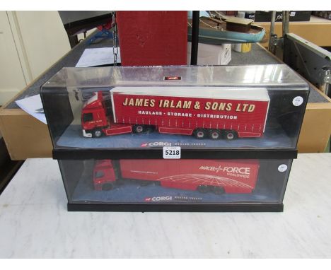 Two cased Corgi 1/50th scale trucks - Parcel force, James Irlam and sons