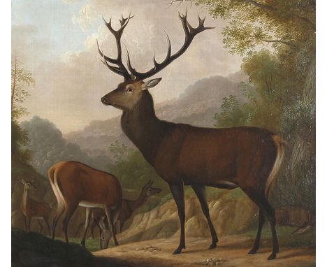CHRISTIAN WILHELM KARL KEHRER 1770 - Erbach/Odenw. - 1869: Hirsche auf einer Lichtung. Oel auf Leinwand 1821. Signiert „C. Ke