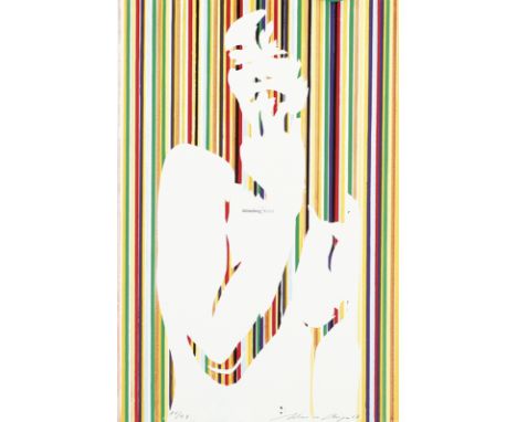 WERNER BERGES Cloppenburg/Niedersachsen 1941 - 2017 Schallstadt/Baden: Frau vor Streifen. Farboffsetlithographie aus den Coll