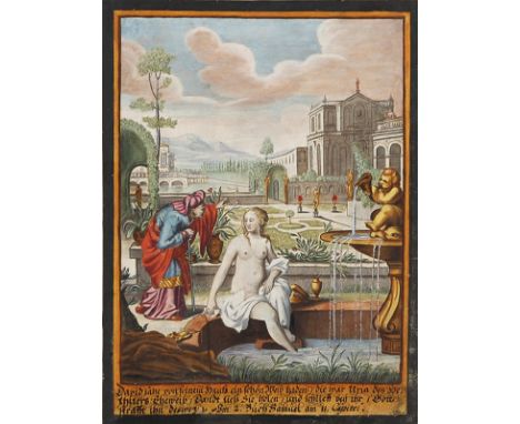 MATTHIAS SCHEITS um 1625 - Hamburg - um 1700: Bathseba im Bade - Susanna und die beiden Alten - Der arme Lazarus. 3 Bll. kolo