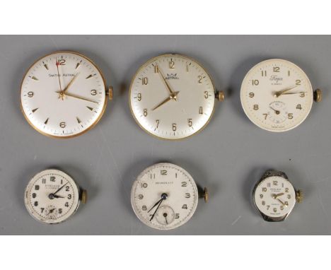Six manual watch movements. Including Smiths Astral, Trojan, Excalibur, etc.  