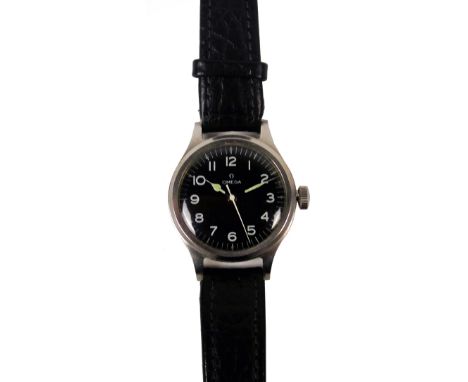 A rare Omega RAF "Fifty-Six" stainless steel manual wind wristwatch, originally issued in WWII, Mk VII, but re-cased at the R
