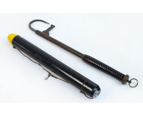 A Hardy "Giffard Smith" tackle releaser, stamped "Hardy's England", length 36cm, also a John Forrest of London brass extendin
