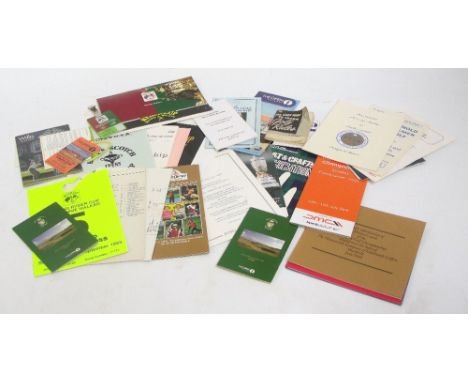A collection of golf ephemera, including: 1993 Ryder Cup Admission ticket; Arnold Palmer original flier advert; 1989 Open Cha