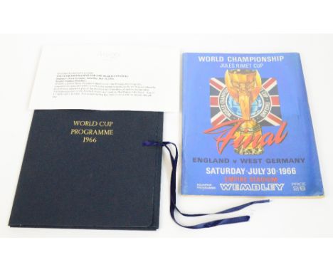 A souvenir programme for the world cup final England v West Germany, Saturday July 30 1966, purchased from Asprey and present