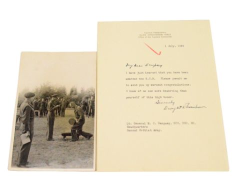 EISENHOWER (DWIGHT D.); typed letter signed in ink "Sincerely Dwight D. Eisenhower", to Sir Miles Dempsey (My Dear Dempsey), 