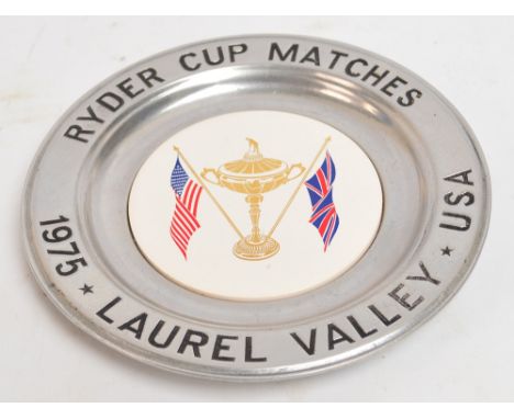 A 1975 Wilton made Ryder Cup commemoration plate, for the match played at Laurel Valley USA, the illustrated inner ceramic di