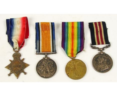 A WWI Military Medal group of four to Private E. Wood, Cheshire Regiment, the WW medal trio inscribed 1886 Pte E. Wood. Ches.