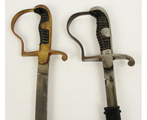 Two German NCO swords, one with black painted scabbard and blade by Paul Weyersberg & Co.