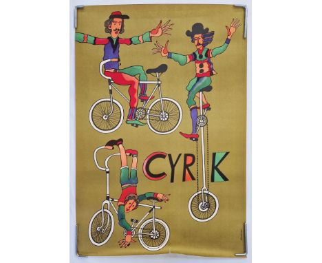 Two vintage Polish Circus 'Cyrk'&nbsp;advertising posters:&nbsp;Featuring a clowns face, artist: B. Bocianowski, 95.5cm x 66.