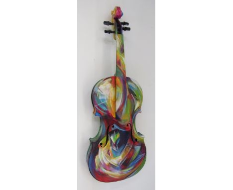 Rhys Cowe - Synaesthetic artist -' Electric Violin Concerto Ultraviolet Series - Indigo'  Acrylic on Viola with original rece