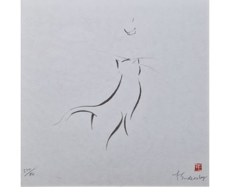 Frank Endersby Signed limited edition print “Cat and Feather”, 240/850   