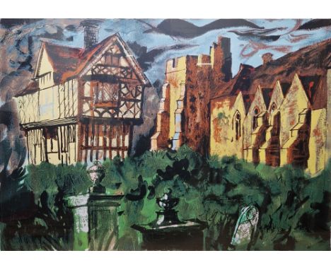 John Piper (1903-1992)&nbsp;
Limited edition lithograph&nbsp;
Church and half-timbered building, artist's proof, signed lower