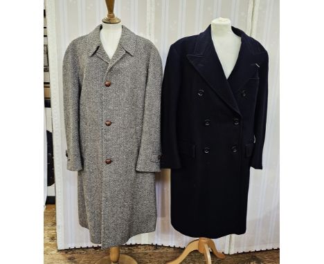 Gents Burberry double-breasted black wool overcoat, size large and a gents Crombie Aberdeen Scotland tweed wool coat&nbsp;bea