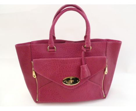 Vintage Mulberry 'Willow' bag - 2013 - buffalo leather,&nbsp; shocking pink, gilt metal hardware, the front 'pouch' detaches 