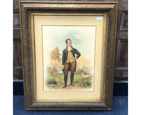 VICTORIAN LITHOGRAPH OF ROBERT BURNS, 75cm x 64cm overall