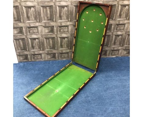 VICTORIAN MAHOGANY BAGATELLE BOARD, 106cm x 53cm (closed)