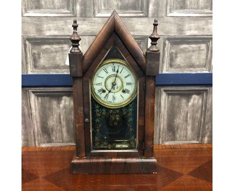 19TH CENTURY AMERICAN SHELF CLOCK, 53cm high