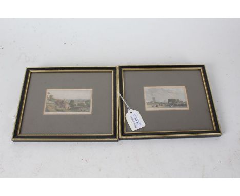 Pair of coloured prints, "Dunwich Suffolk", "Alborough Suffolk from the terrace", housed in gilt and ebonised glazed frames, 