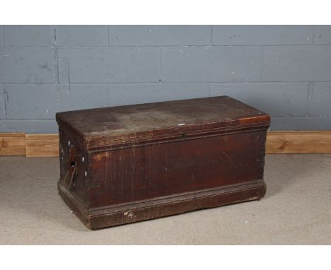 Victorian mahogany and brass bound cabin trunk, with hinged lid, 101cm wide