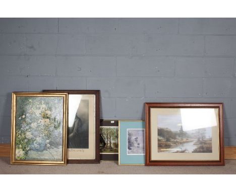 Collection of pictures and prints, to include an A. Renoir print, Spencer Coleman "Full Load", and two further landscape stud