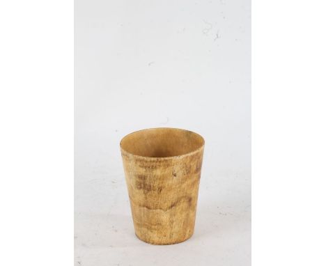 Horn cup, of tapered form, 19.5cm high